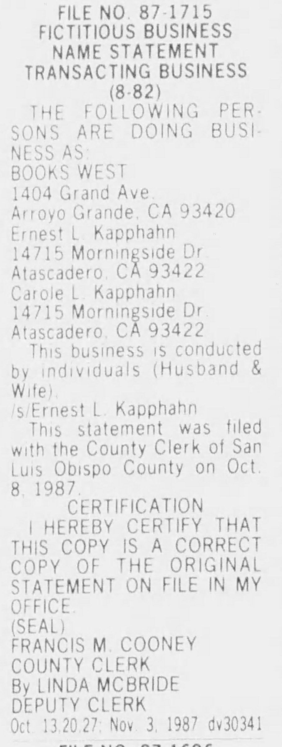 The Tribune (Oct 13, 1987)