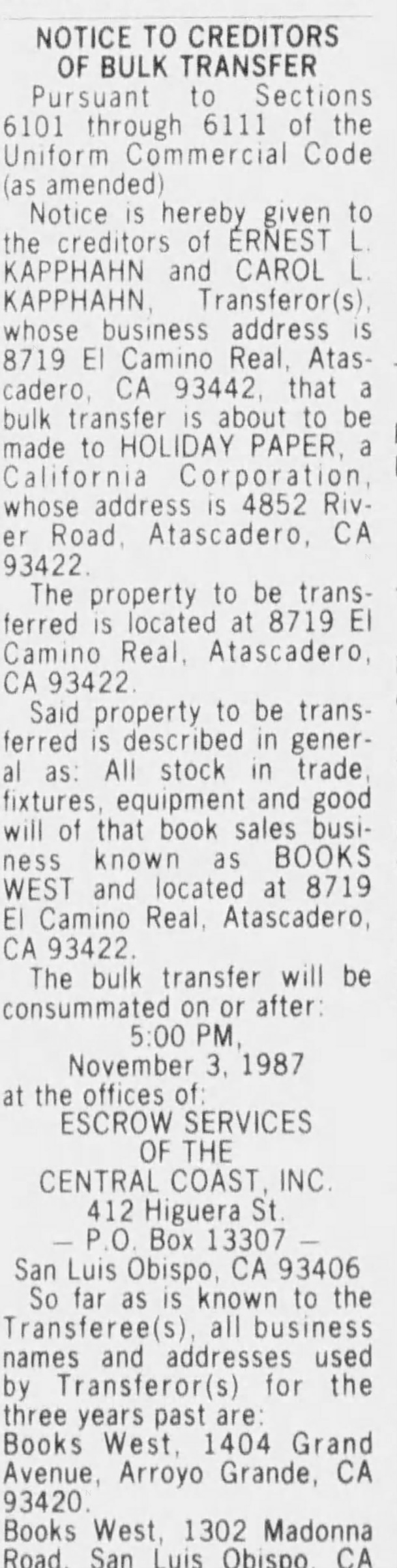 The Tribune (Oct 19, 1987)