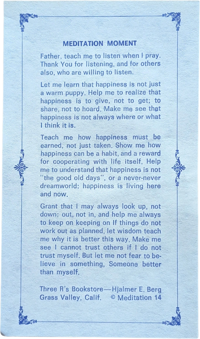 Three R's Bookstore - Meditation