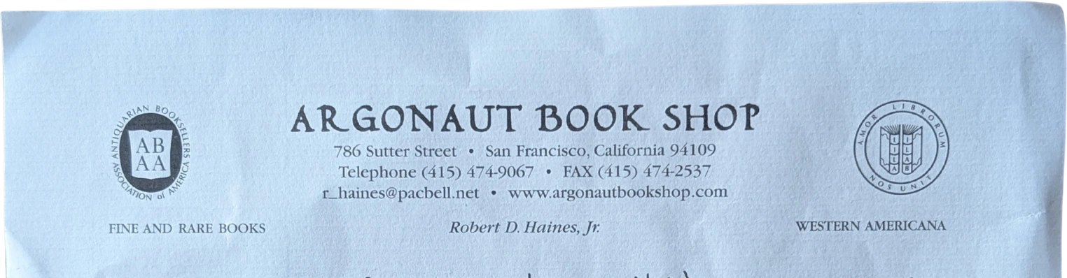Argonaut Book Shop (Letterhead)
